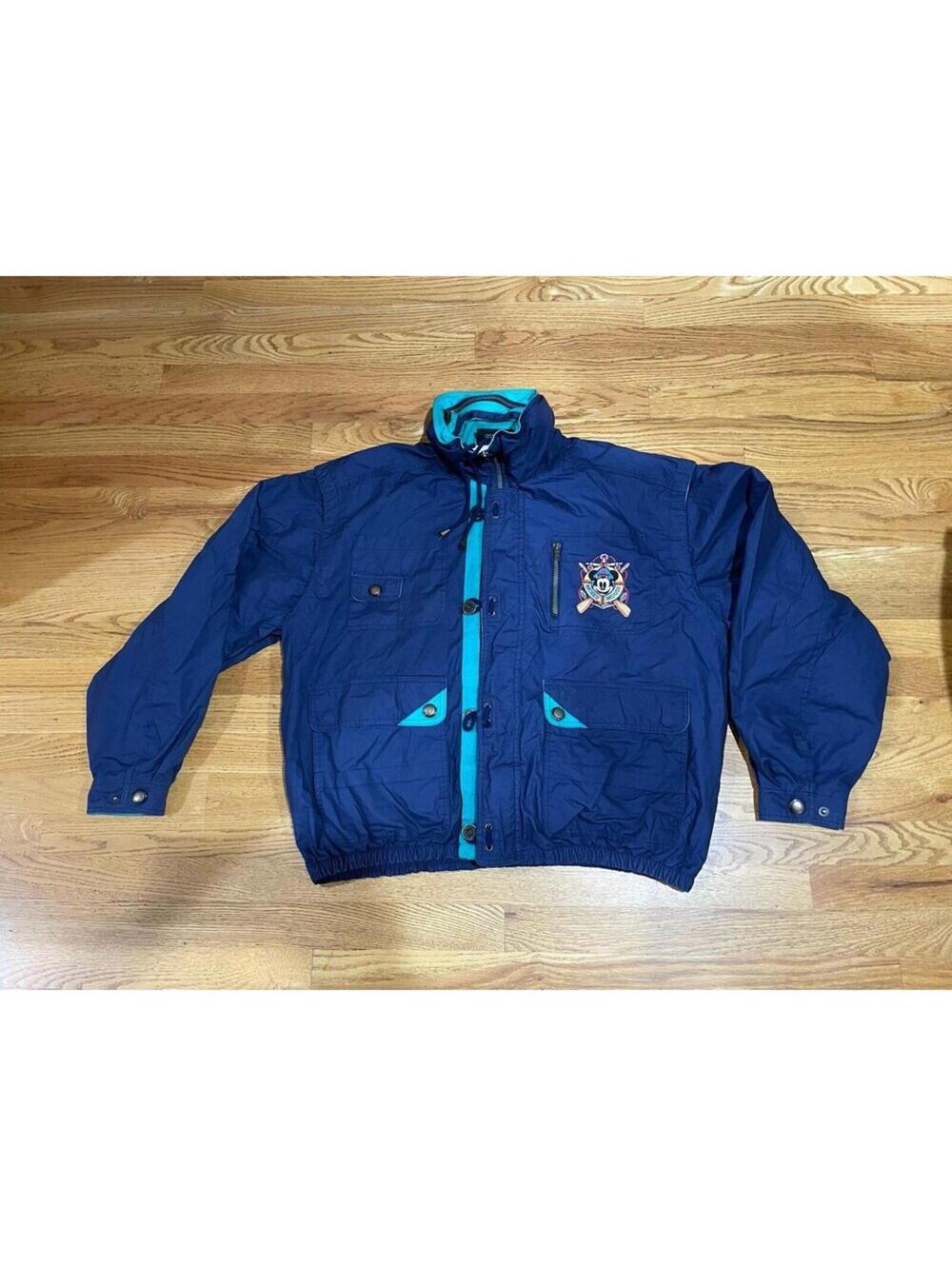 Vintage 90s Mickey Mouse Packable Jacket Disney Originals XL Windbreaker Blue